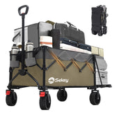 Foldable handcart with 120 kg load capacity – Compact wagon with extendable handle (up to 124 cm), ideal for outdoor use & transport